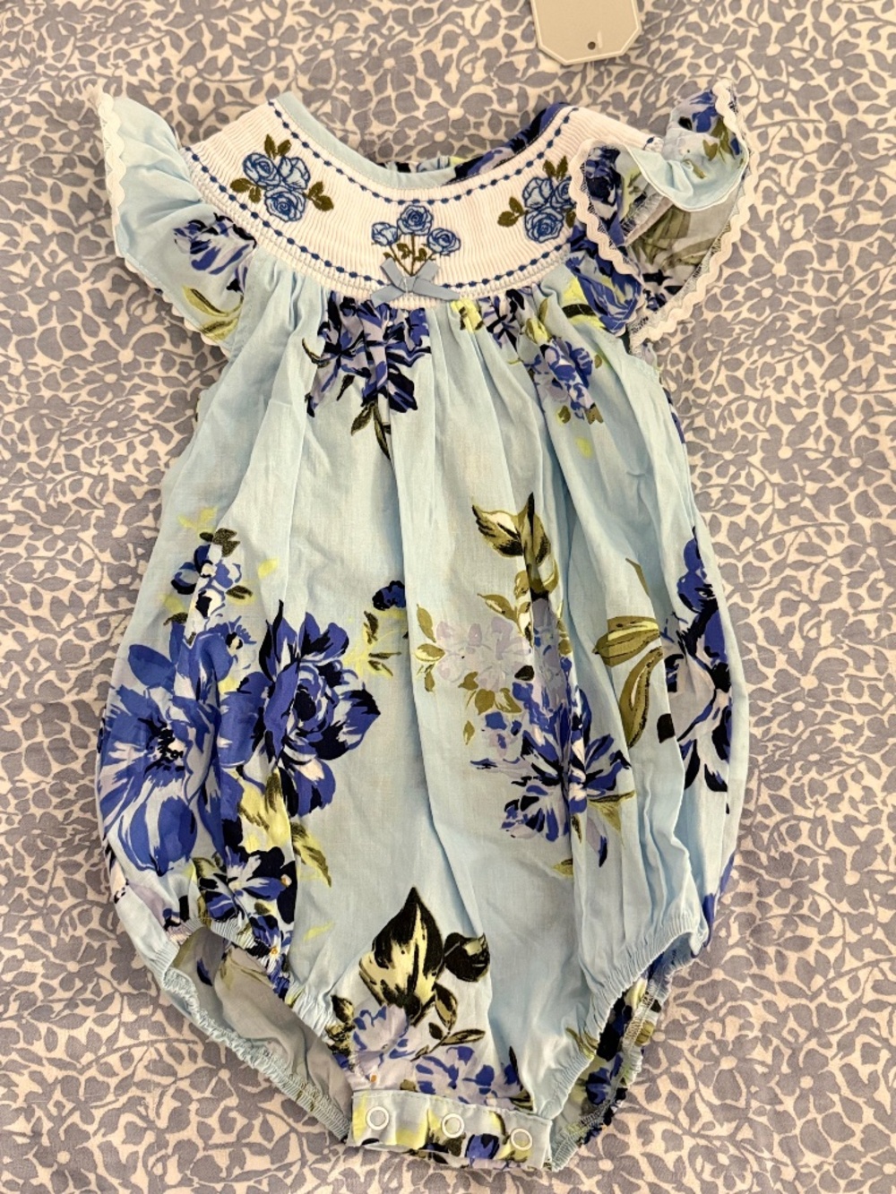 Lil Cactus Floral Smocked Romper - Size 12-18 months